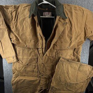 VTG CC Filson #65 Heavy Coveralls Hunting Suit Wax Canvas Wool Lined 40 USA
